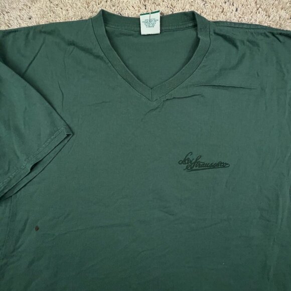 VTG Levi's T Shirt USA Mens XL Olive Green Short Sleeve V Neck L. Strauss Logo - Picture 1 of 10
